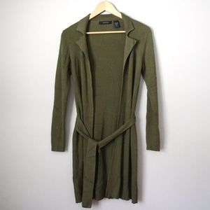 Express Green Long Ribbed Cardigan
